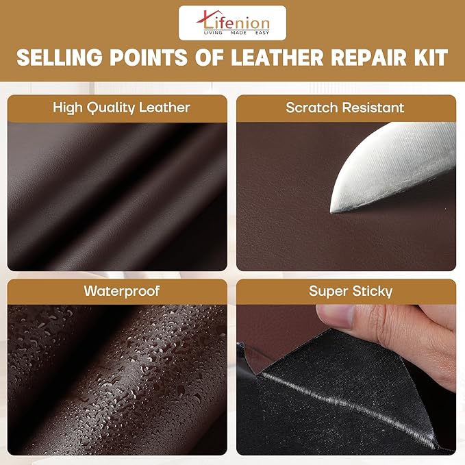 Leather Repair Patch, 17X158 Inch Self Adhesive Leather Repair Tape, Large Vinyl Patch Kit for Couches, Sofa, Furniture, Car Seats, Office Chairs, Cabinets, Handbags（Dark Grey, 17X158 Inch）