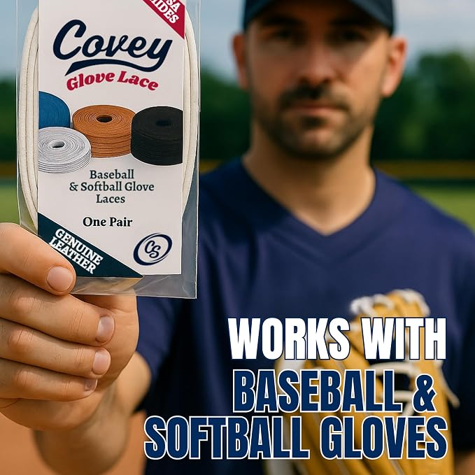 Covey Baseball Glove Lace Kit - 72-Inch Laces for Repair and Relacing | Premium American Rawhide Leather 3/16" Width - Universal Fit for Softball and All Mitt Brands