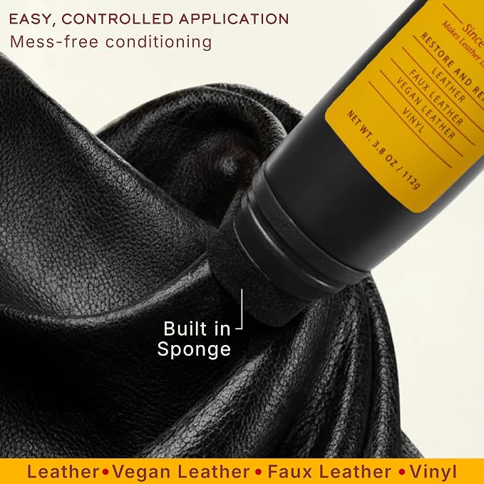 Leather Honey Black Recoloring Balm: Color Restorer and Scratch/Scuff Remover for Furniture, Couches, Shoes & Boots, Auto Interiors and Accessories