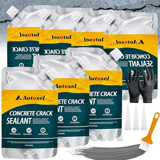 Self-Leveling Cement Crack Filler, Fast Drying Concrete Crack Filler, Gray Asphalt Crack Filler, Waterproof Concrete Crack Repair Sealer for Sidewalks, Driveways, and Foundation Cracks -7 Pack