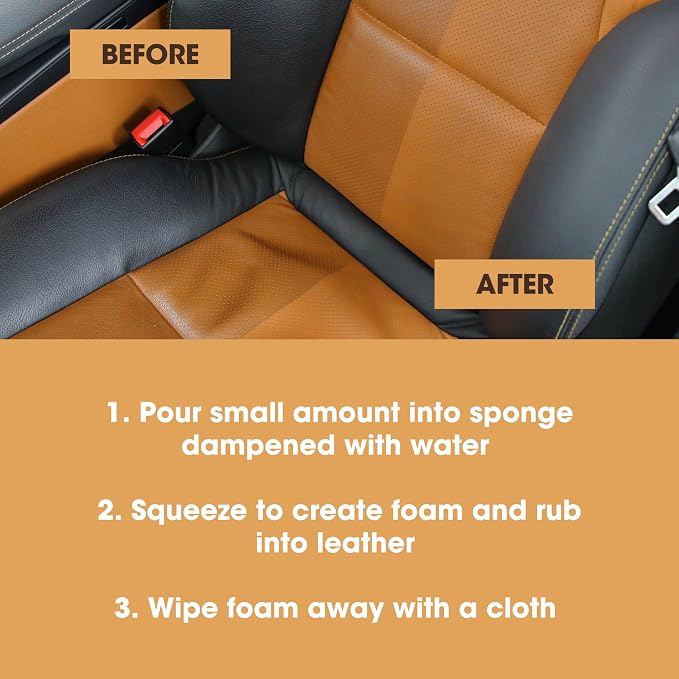Furniture Clinic Leather Cleaner | Non-Toxic | Removes Dirt & Grime | All-Purpose Cleaning Solution for Couches, Car Seats, Purses, Shoes & Saddles | Restores All Leather Types | 8.5oz / 250ml