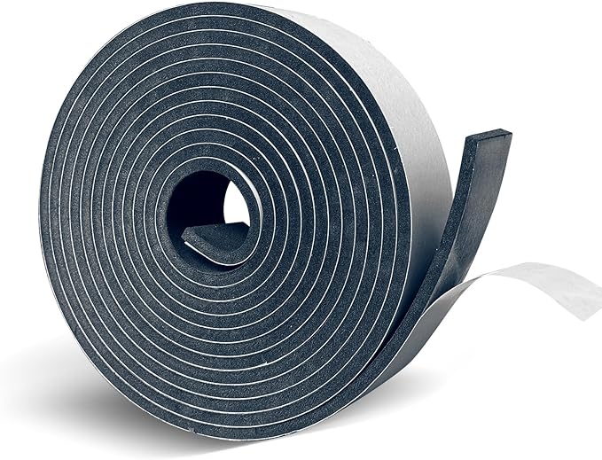 Black Foam Weathe Stripping 2 inch Wide x 1/4 inch Thick,Closed Cell Foam Tape with Self-Adhesive,Single Sided Weatherstripping for Window, Door Seal,High Density Weatherstrip 16.5 Feet
