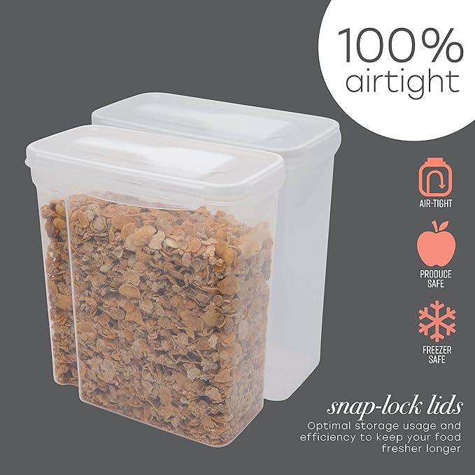 Kitchen Details Cereal Container with Scooper | Medium | Airtight | Food Tin | Keeps Fresh | Kitchen & Pantry Storage Organizers | Clear (Pack of 2)