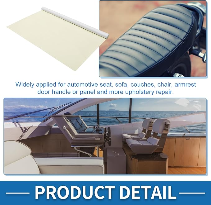 Self Adhesive Leather Repair Patch Strong Stickiness 39"x26.7" Leather Repair Tape PVC Faux Leather Beige White 1 Pcs