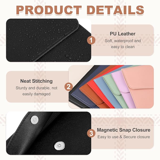 PATIKIL 2Pcs PU Leather A4 File Folder, Document Holder Envelope Waterproof Napa Texture Filing Organizer Portfolio Folder Case with Magnetic Snap Closure for Home Office, Black, Red