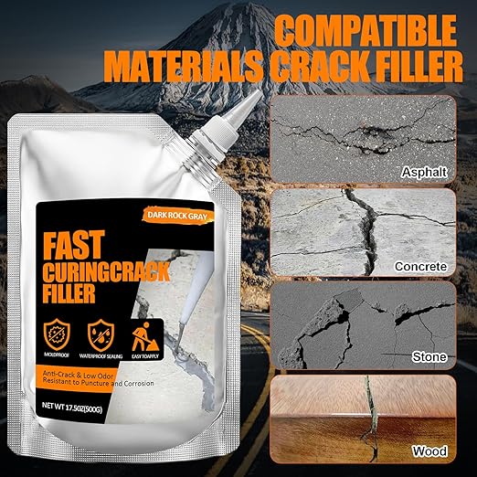 Concrete Crack Filler 8 PACK, Self-Leveling Cement Crack Repair,High Elasticity And Fast Drying, Waterproof Sealant for Driveway, Sidewalk, Patio, Concrete Joint, Indoor and Outdoor Use – Gray (150oz)