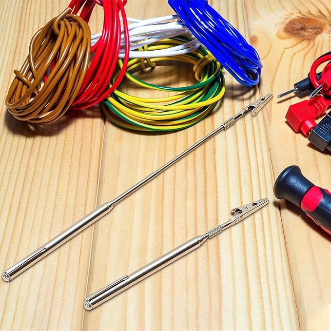 Mudder 2 Pcs Telescoping Clip Telescopic Metal Wire Clamp with Pen Bracelet Helper Tool Extendable for Mechanics Automobile Repair Jewelry Fix Range 8.27-36 inch