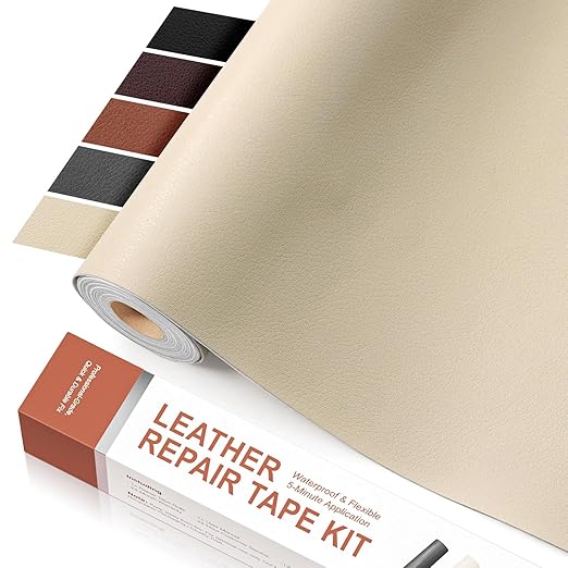 15.7 x 59in Beige Leather Tape, self-Adhesive Leather Repair Patch, for car seat Repair, Vinyl Repair kit, Suitable for Sofas, Furniture, Seats,Strong Adhesive Leather Repair Tape