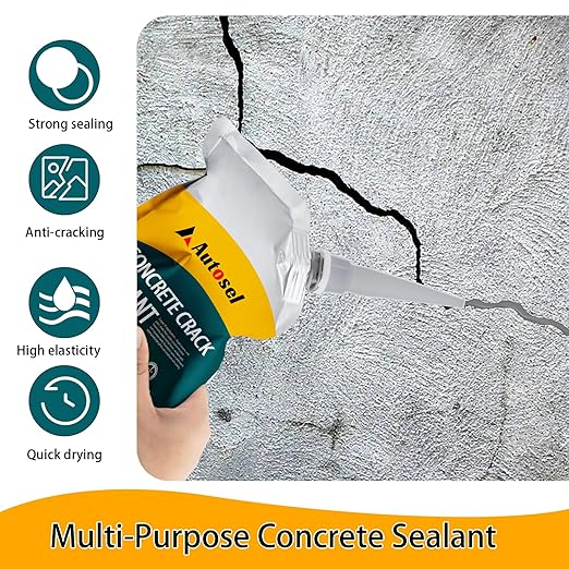 Concrete Crack Filler, High Elasticity Cement Crack Repair Sealant, Self-Leveling Waterproof Caulking Glue for Driveways, Walkways, Patios, Outdoor Concrete Joint Repair-2 PCS