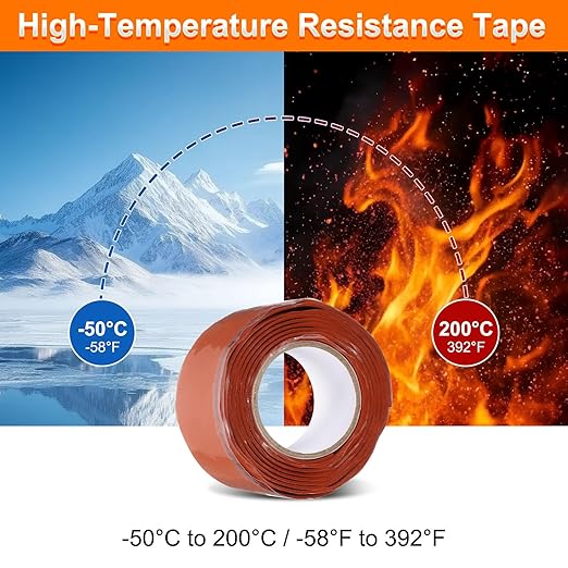 uxcell 2 Pcs Self Fusing Silicone Tape, 1" x 3ft Waterproof Water Leak Sealing Tape for Plumbing Pipe Hose Repair Handles, Red (0.5mm Thick)