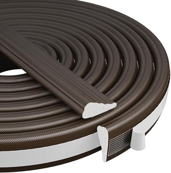 3Pcs×196" Wedge-Shape Foam Window Weather Stripping Door Seal Strip,Soundproofing Frame Insulation Tape for Exterior Front Door,Noise Cancelling Window Inserts,Door Gap Filler Light Blocker,Brown