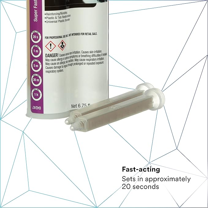 3M Super Fast Plastic Repair Adhesive, 04248, Black, 200 mL Cartridge, Plastic and Tab Restoration