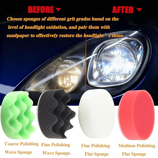134Pcs Sandpaper 3Inch Sanding Disc Drill Polishing Kit, Wet Sanding Paper Headlight Restoration Kit, 60-10000Grit Hook & Loop Sandpaper Set for Car Wood Metal Glass Resin Expoxy