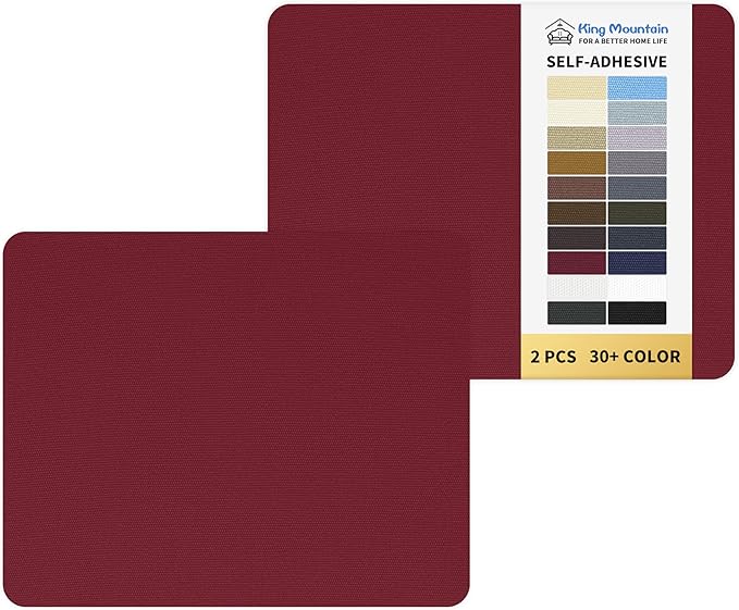 KING MOUNTAIN Canvas Repair Patch 9 x11 Inch 2 Pcs Self-Adhesive Waterproof Fabric Patch for Sofas, Tents, Furniture,Tote Bags, Car Seats (Burgundy)