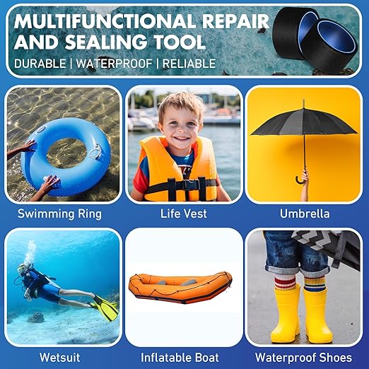 VioraWhite 2 Rolls Wetsuit Repair Iron on Seam Tape 2 Inch 16.4 ft Waterproof Sealing Patch for Neoprene Wetsuit Drysuit Fishing Suits Industrial Standard Carrier Material Black Color