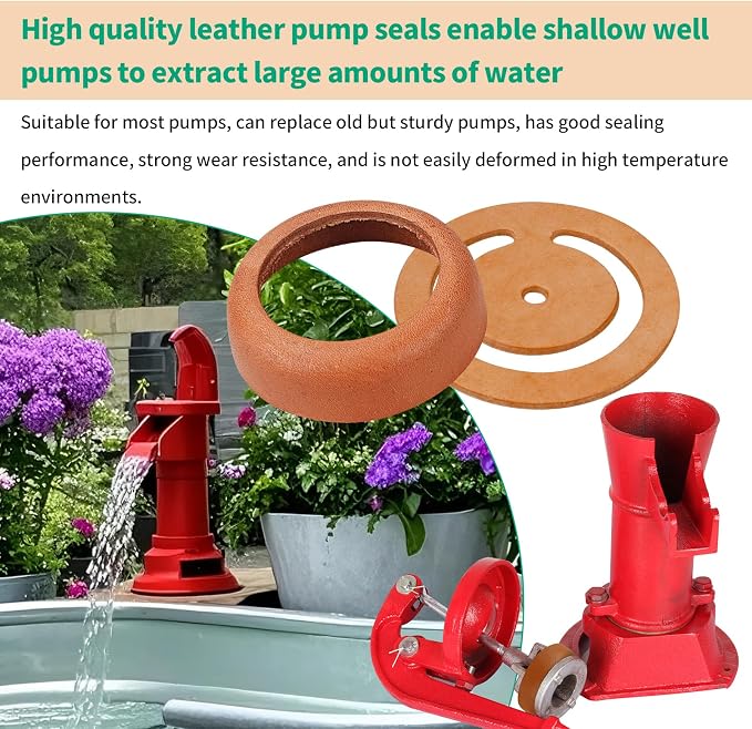 Pitcher Pump Repair Kit for Simmons 1160/PM500 & Hand Pumps – Includes -3 1/2 inch Lower Valve Leather, Cup Leathers, Check Valve Weight,for Spout Hand Press Pumps ﻿