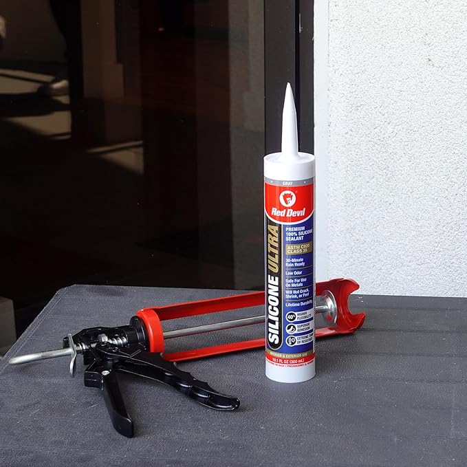 Red Devil 078050 Silicone Ultra 100% RTV Silicone Sealant, 10.1 oz., Gray, 1 Pack