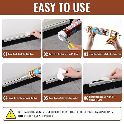 4 Pack Black Silicone Caulk, Neutral Black Caulking Waterproof, 10.1OZ Silicone Sealant for Filling Gaps and Cracks, Shower, Bathroom, Windows & Doors, Bathtub, RV, Pest Entry Blocking