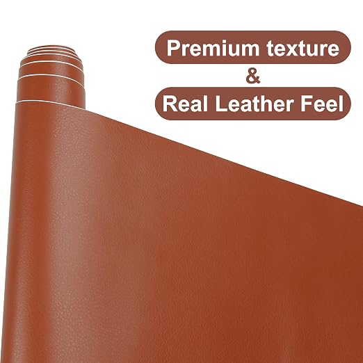 Leather Repair Patch,17X60 Inch Leather Repair Tape,Large Self Adhesive Leather Patches for Furniture, Couches,Car Seat,Chair(17X60 inch,Light Brown)