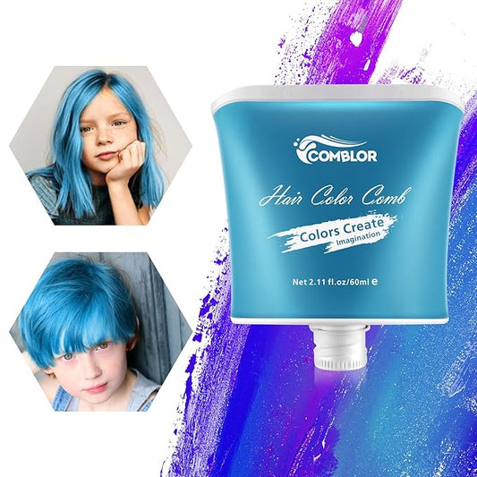 Temporary Hair Wax Color, Hair Color Dye Washable Hair Styling Mud, Style Clay for Girls Boys Teens Women, Instant Hair Coloring Gel Cream for DIY Cosplay Halloween Children's Day (Blue)