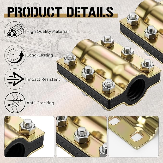 Geelin 4 Pcs 3/4 Inch Pipe Repair Clamp for 0.98-1.06 Inch Outer Diameter Water Pipe Leak Repair Clamp Kit for Cracks/breaks in Steel/iron//PE/ppr/PVC Pipes, Model DN 20 x 110