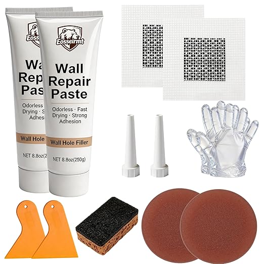 Spackle Wall Repair Paste Tube Putty,Filler Nail Hole Drywall Patch Kit–2 Pack 250g (500g Total) Zero VOC Odorless Wall Filler,Fast Drying Paintable Compound for Cracks and Holes