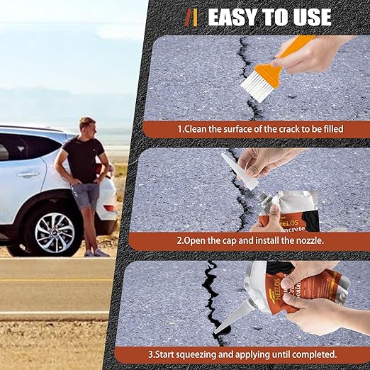 Concrete Crack Filler,2Pack High Elasticity Driveway Crack Filler,Self Leveling Waterproof Asphalt Crack Sealant Repair Sealer for Blacktop Concrete Cement Driveway,Walkway, Road,Patio(Black)