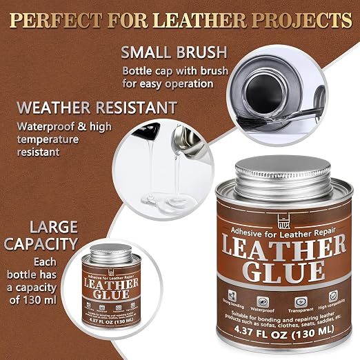 Leather Glue, 130ml Waterproof High Strength Adhesive, Clear Flexible Repair Cement for Bonding Between Sofas, Car Seats, Saddles, Crafting, DIY Projects