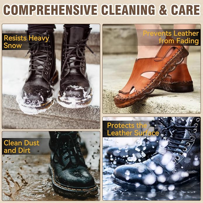 Leather Care for Leather Boots, All-Natural Leather Cleaner and Conditioner | Cleans, Restores, Softens and Protects Boots, Shoes, Bags, Jackets & Furniture, 4.23 Oz Saddle Soap with Sponge