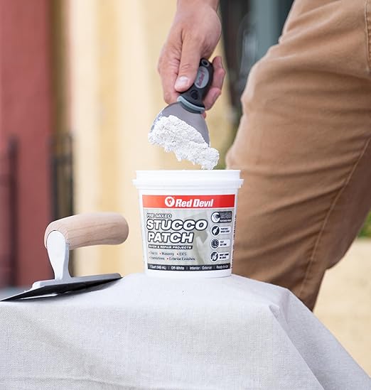 Red Devil 0450 Pre Mixed Stucco Patch, Off White, Quart, 6 Pack