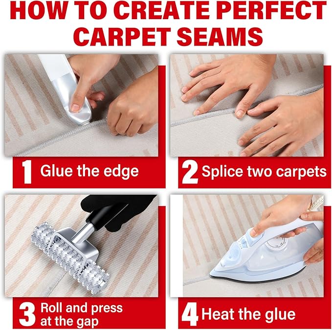 WILLBOND Carpet Seam Roller Grooming Carpet Pile Roller Seaming Spiked Star Rugs Wheel for Seamless Installation of Mats in Hotels, Homes, Conference Rooms