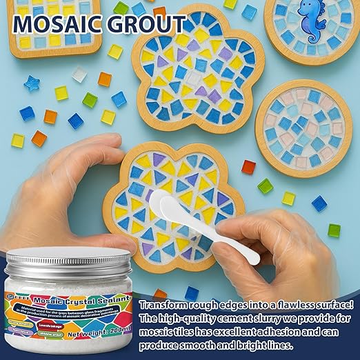 200g White Crystal Mosaic Grout, Handmade Grouting Filling Gaps Mosaic Tile Grout, Perfect Choice for DIY Craft Projects Mosaics
