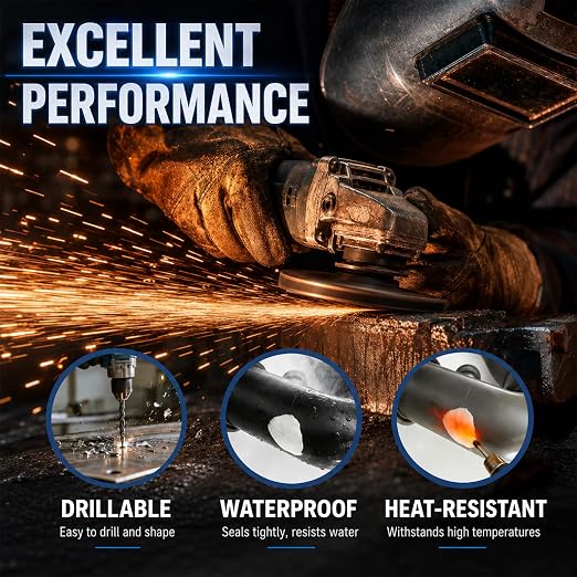 Strong Clay Iron Adhesive, Steel Reinforced Epoxy Putty, Repair Putty Waterproof, Heat Resistant Drillable, Filler for Metal PVC Pipe, Plastic Wood Ceramic, Easy Operation, Strong Adhesion (3PCS)