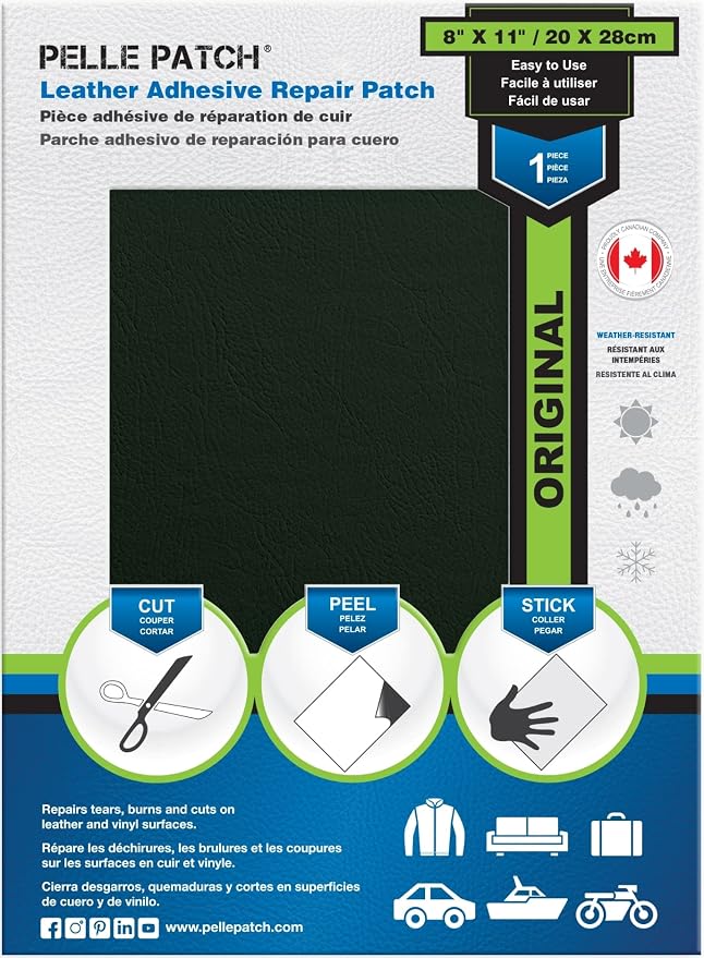 Leather Patches for Furniture - 25 Colors Available - Original 8x11 - Dark Green