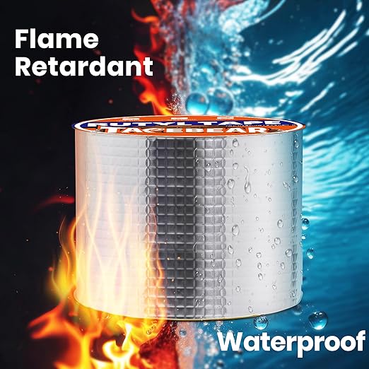 TAPEBEAR Butyl Tape 6inch x16feet, Aluminum Duct Sealing Tape Waterproof Sealant Repair Tape for RV Roof, Boat and Pipe Sealing, Glass & EDPM Roof Leak Patching