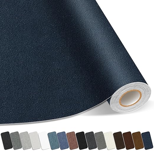 Suede Repair Patch,17X79 Inch Large Self-Adhesive Fabric Repair Tape, Suede Fabric Repair Patch for Couch, Furniture, Car Interior, Sofa and Cushion(Dark Blue, 17X79 Inch)