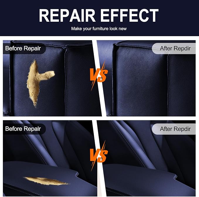 Leather Repair Patch 15.7x80 inch Large Self-Adhesive Leather Repair Tape Vinyl Leather Repair Kit for Sofa Car Seats Chairs Shoes Bags Damaged Furniture (Navy Blue)