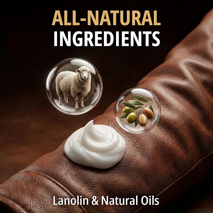 Eagle Leather Jacket Conditioner- Leather Lotion with Cloth for Boots, Jackets, Purses, Handbags & Bags – Lanolin & Natural Oils to Clean, Condition, Restore & Protect All Leather Colors