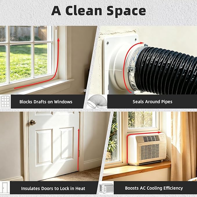 ESUFEIR Window Sealing Tape,20 Mil Thick Transparent Weather Seal Tape for Blocking Winter Drafts & Preventing Cool Air Loss in Summer,Waterproof & Oil-Resistant for Bathroom Kitchen (2" W x 33' L)