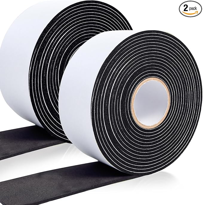 2 Inch*13Ft Pipe Insulation Tape 2 Pack, Weather Resistant Water Wrap Tape | Outdoor Water Pipe Insulation Wrap, Foam Pipe Wrap Insulation for Water Pipes (Black)