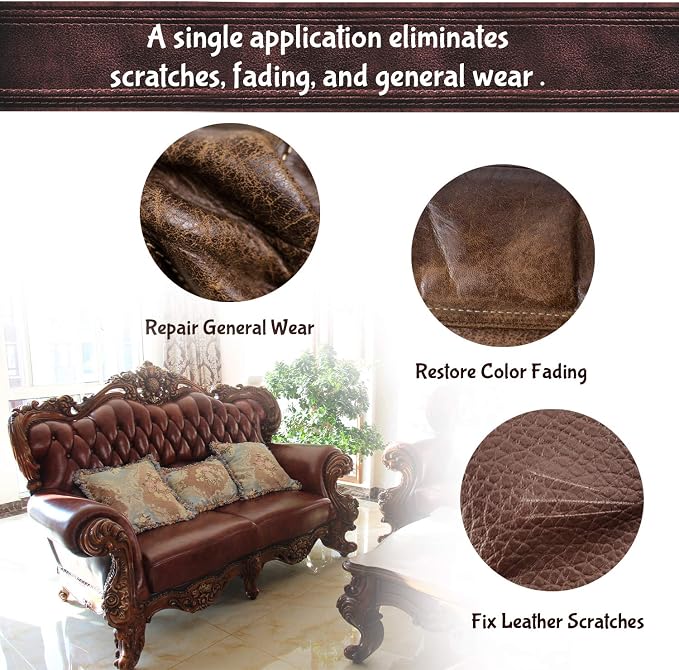 NADAMOO Leather Recoloring Balm Dark Brown 225g / 8 oz, Leather Repair Kits for Couches, Restoration Cream Scratch Repair Leather Dye for Vinyl Furniture Car Seat, Sofa, Shoes