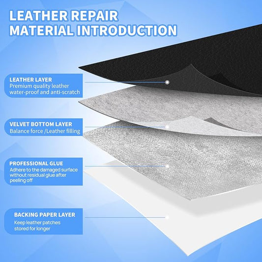 Leather Repair Patches, 17X395 Inch Self-Adhesive Leather Repair Tape, Stretch Vinyl Repair Kit for Couch Furniture Sofas Car Seats (Brown, 17X395 Inch)