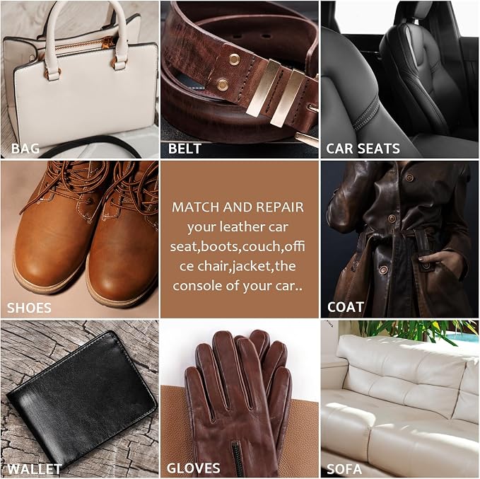 Leather Repair Kit for Furniture, Leather Couch Repair Kit for Car Interior, Car Seats, Sofa, Jacket and Purse,18 Colors Vinyl Repair Kit with Color Matching Guide,Restores Artificial,Genuine Pleather