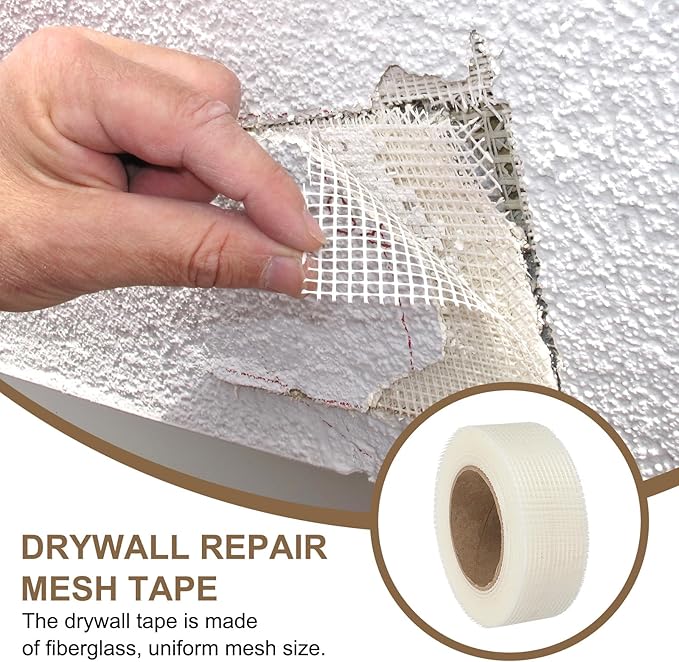PATIKIL Drywall Repair Mesh Tape, 2 inch x 164 ft Fiberglass Repair Patch Self-Adhesive Dry Wall Joint Tape 8 Mesh Wall Hole Crack and Seam Patch, White