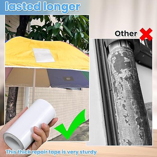 Tikfoam Waterproof Repair Tape for Fabric, Plastic, Awning, RV Underbelly, Tarp, Tent, Sail and Boat Cover Outdoor Repair Patch, Heavy Duty,5 Inch x 10FT White