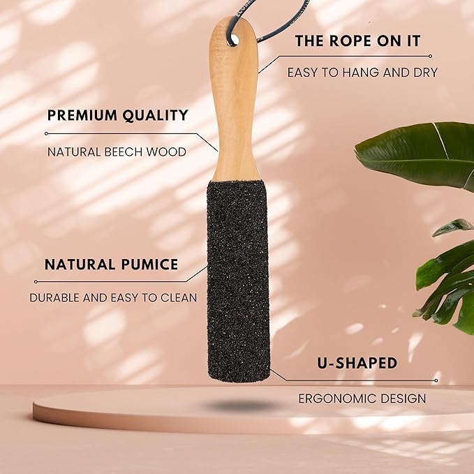 Eco Bath London Natural Pumice Foot File Black Flat - Callus Remover for Feet, Dead Skin Heel Scrubber, Pedicure Foot Care Tool for Cracked Dry Heels, Callus Dead Skin Remover for Women and Men