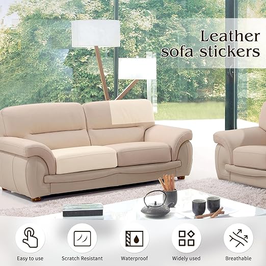 BSZHTECH Leather Repair Tape Self-Adhesive Leather Repair Patch for Couch Furniture Sofas Car Seats Advanced PU Vinyl Leather Repair Kit (Beige, 17X79 inch)