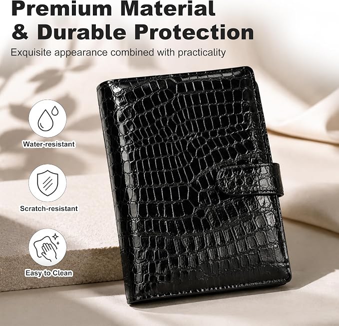 Convend A5 Kpop Photocard Binder,6 Ring Refillable Binder Album with 240 Card Slots,PU Leather Cover,Magnetic Closure for K-pop Photocards,Trading Cards, Game Cards,Black Croc Textured