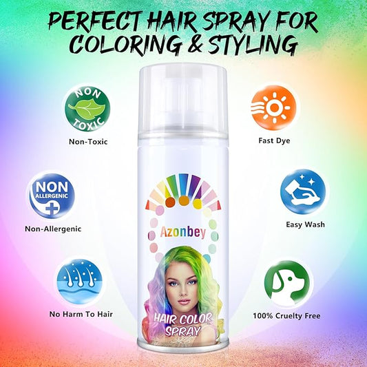 Temporary Hair Color Spray, Powder Blue - 1-Day Washable Natural Hair Strong Style Gel Cream Hair Dye-On, Easy to Use, Easy to Washout, No Scalp Irritation, All Natural Ingredients