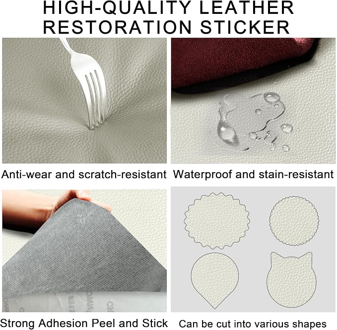 Leather Repair Patch Tape,16x63 inch Self Adhesive Leather Patches for Furniture,Vinyl Leather Repair Kit for Couches,Car Seats,Sofas,Office Chairs,Beige